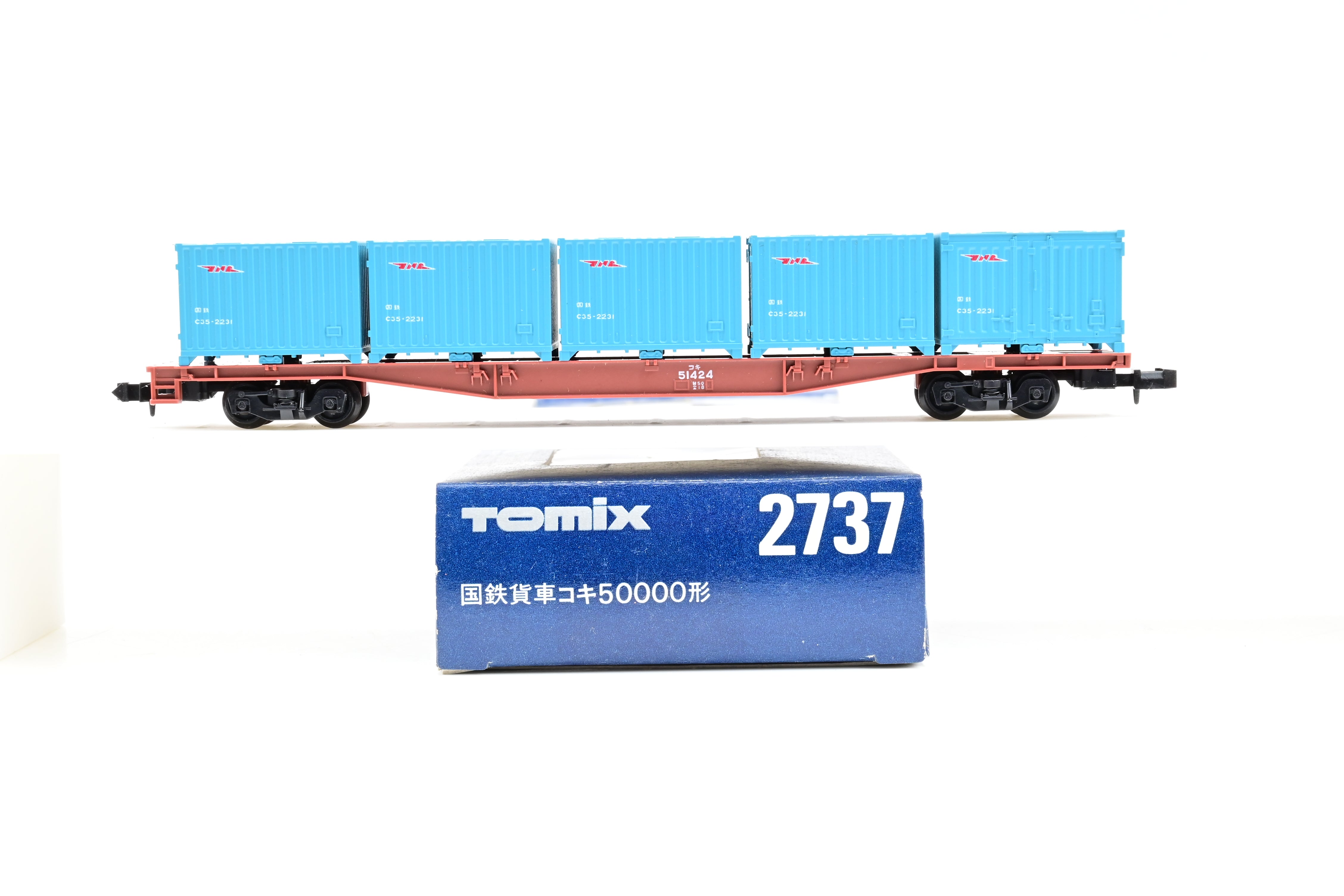 Tomix N Gauge 2737 JNR KOKI-50000 Freight Car w/ 5 Containers No.51424