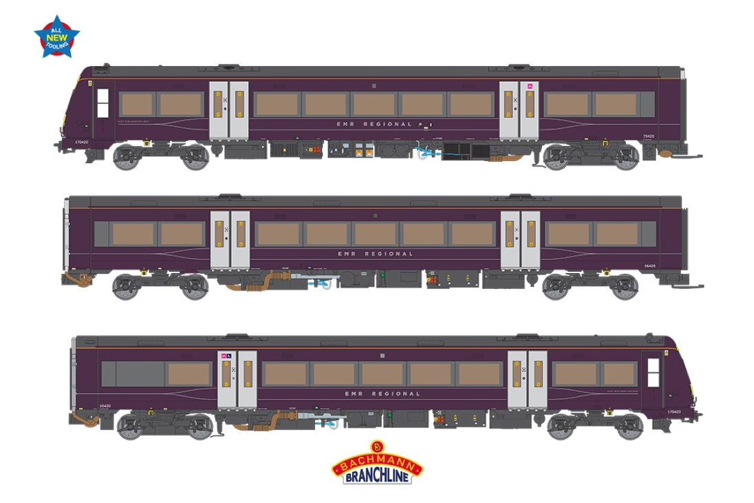 Bachmann OO Gauge 35-626 Class 170/4 3-Car DMU No.170420 - East Midlan