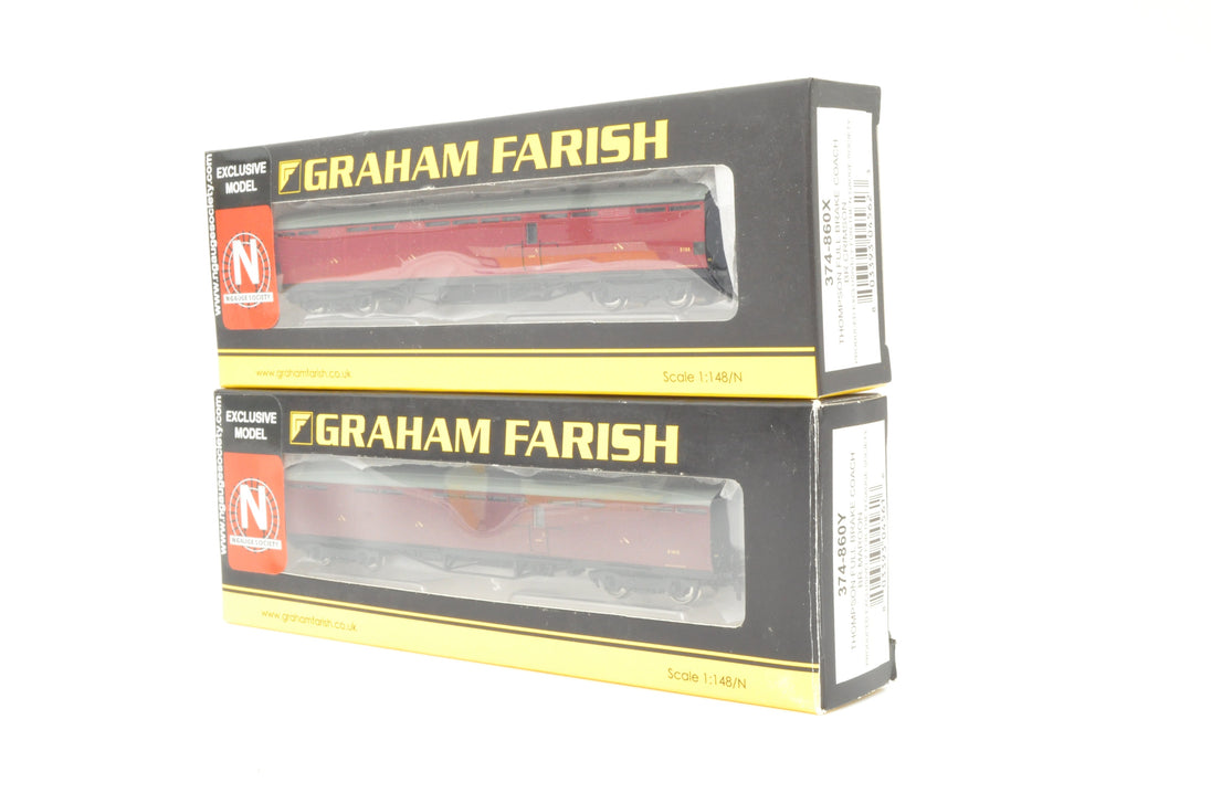Graham Farish N Gauge 374 860X 860Y Pair Of Thompson Full Brake Coache graham-farish-n-gauge-374-860x-860y-pair-of-thompson-full-brake-coache