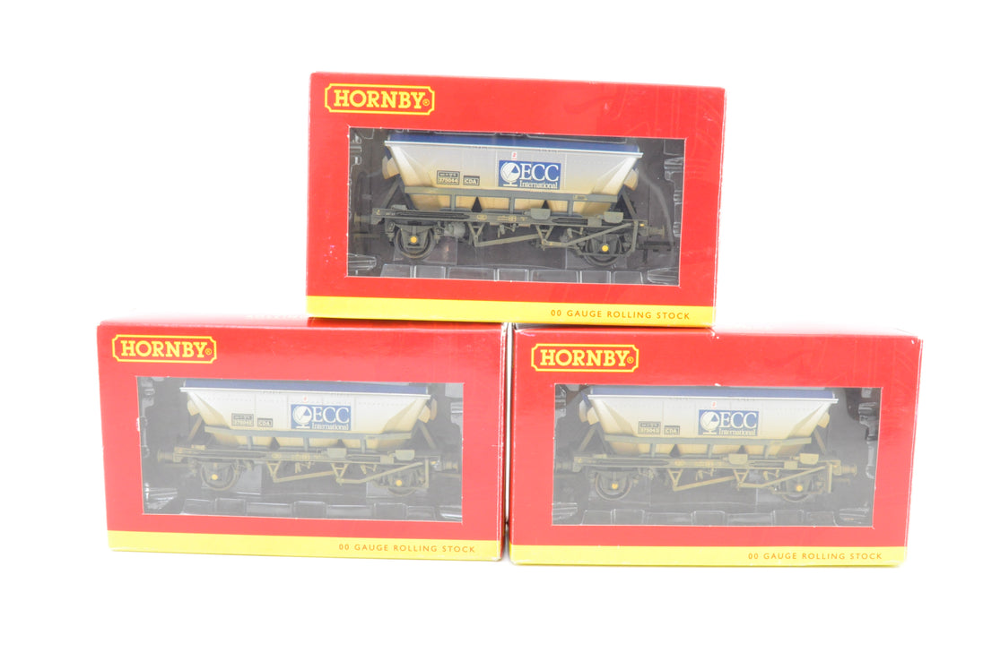 Hornby OO Gauge R6649 Rake of 3 EEC (CDA) Hopper Wagons, Weathered