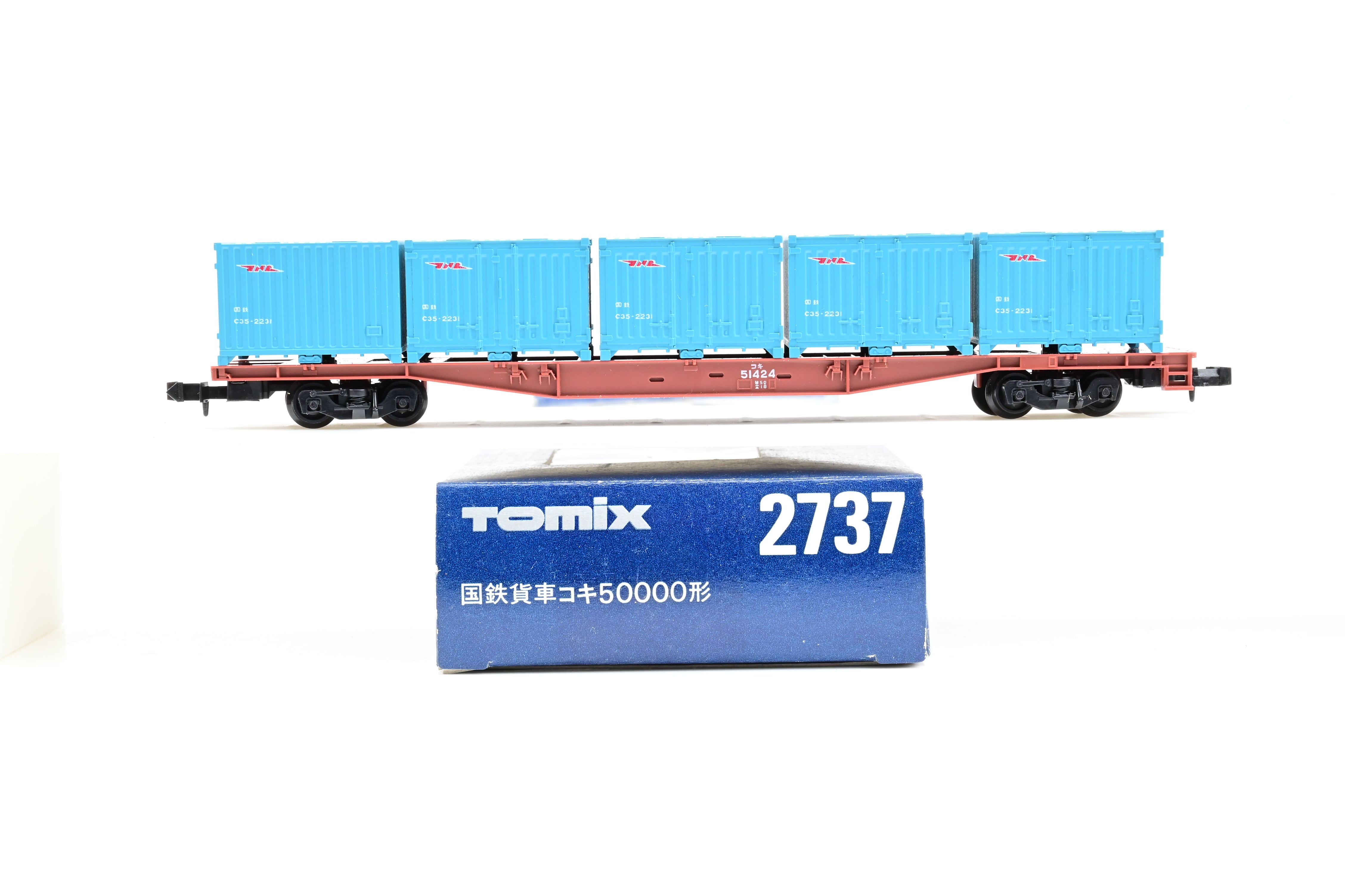 Tomix N Gauge 2737 JNR KOKI-50000 Freight Car w/ 5 Containers No.51424