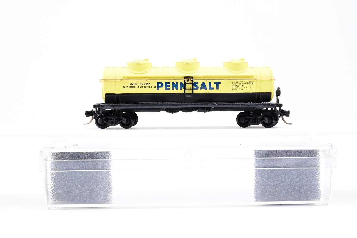Bachmann N Gauge 70150 42ft 3-Dome Tank Car Penn Salt. No.GATX 67927