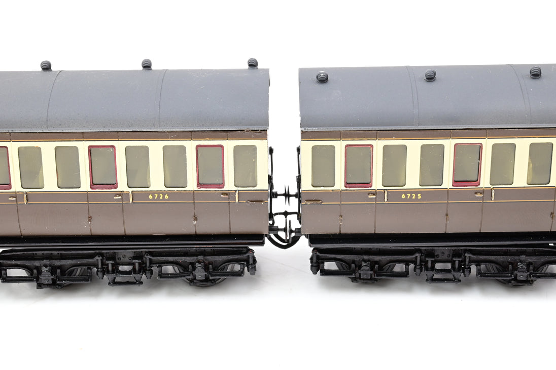 Kit Built EM Gauge Lined GWR Pair of B-Set Coaches No.6724/6726