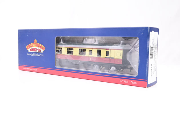 Bachmann OO Gauge 39-470 LMS 57ft Porthole Coach Corridor Brake First Crimson & Cream