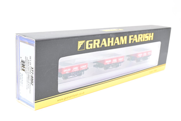 Graham Farish N Gauge 377-490Z Set of 3 China Clay Wagons - Boxed