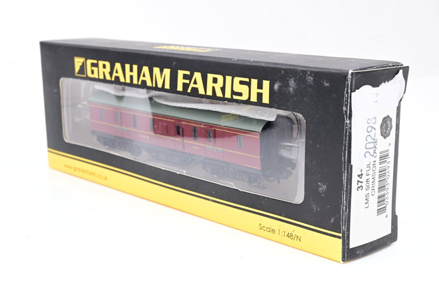 Graham Farish N Gauge 374-875 LMS Crimson Stanier Full Brake No.31627 - Boxed