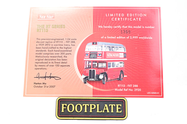 Sun Star 1:24 Scale 2920 RT113 - FXT 288 Bus - Boxed