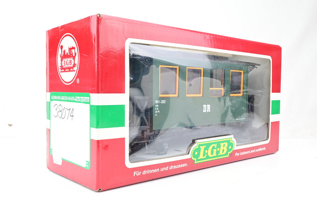 LGB G Gauge 38074 DR 4 Wheel Passenger Car, Green No.901-202 - Boxed