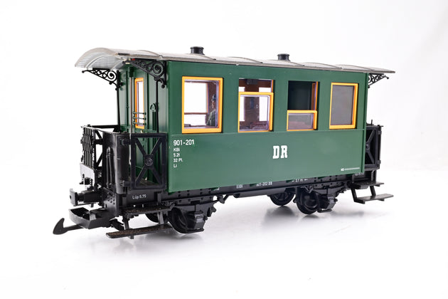 LGB G Gauge 308074 DR Green 4 Wheel Passenger Coach No.901-201 - Boxed