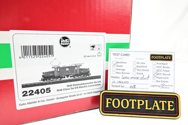 LGB G Gauge 22405 RhB Class Ge 6/6 Electric Locomotive No.413 - DCC Sound, Boxed