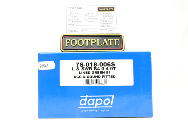Dapol O Gauge 7S-018-006S L&SWR B4 0-4-0T Lined Green No.91 - DCC Sound, Boxed