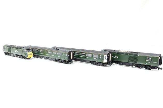 Dapol N Gauge 2D-010-009 Class 43 HST + 2 MK3 Bookset GWR Green No.43187 43188 - Boxed