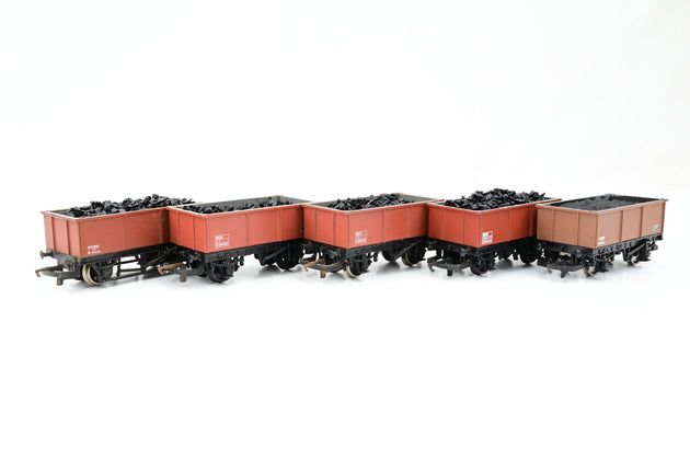 Hornby OO Gauge Rake of 5 16T Steel Wagons BR Bauxite W/Load - Unboxed
