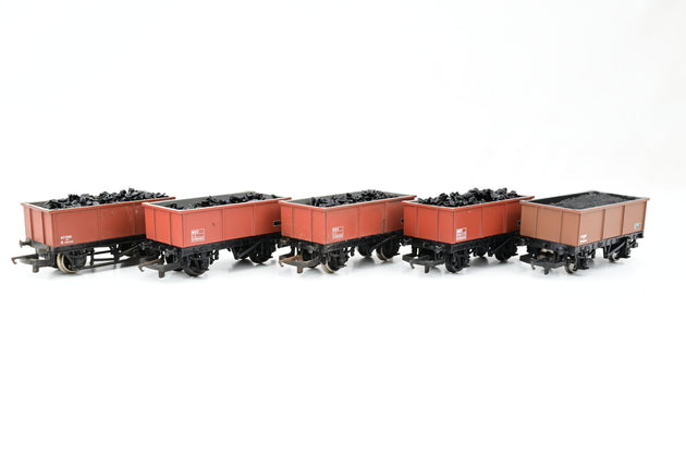 Hornby OO Gauge Rake of 5 16T Steel Wagons BR Bauxite W/Load - Unboxed