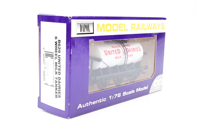 Dapol OO Gauge B629 United Dairies 6 Wheel Milk Tanker White - Boxed