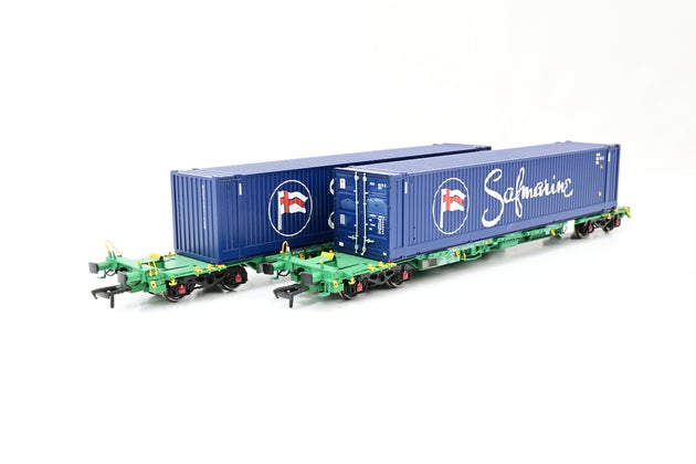 Bachmann OO Gauge 37-314 Intermodal Bogie Wagons with Two 45ft Containers 'Safmarine' - Boxed