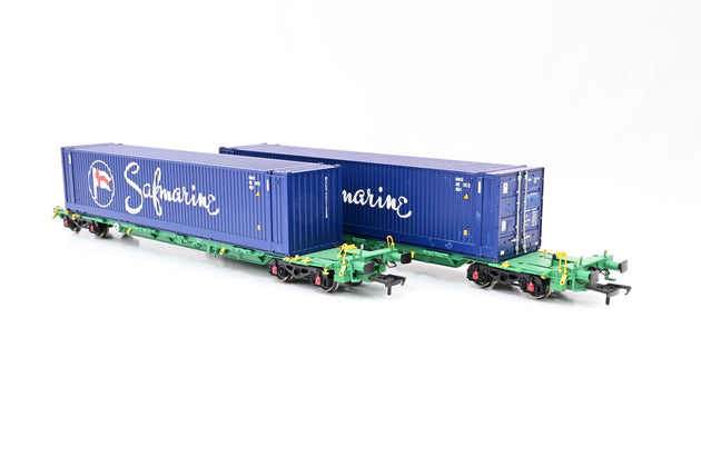 Bachmann OO Gauge 37-314 Intermodal Bogie Wagons with Two 45ft Containers 'Safmarine' - Boxed