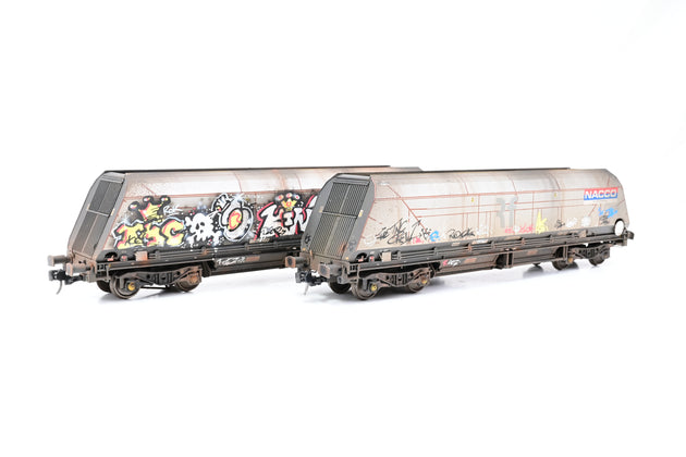 Accurascale OO Gauge 2646NAC1 Cutdown HYA Twin Pack NACCO (Era 11) Graffiti - Weathered, Boxed