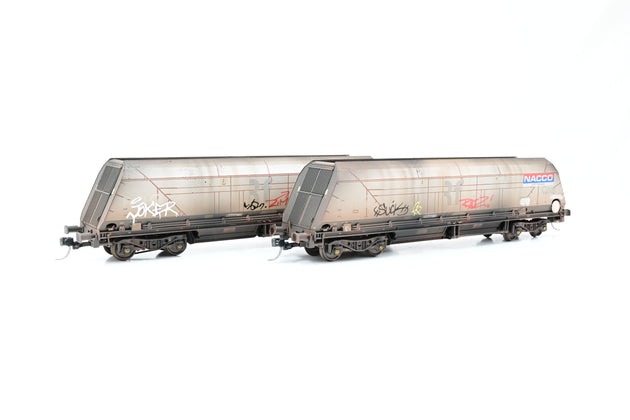 Accurascale OO Gauge 2646NAC1 Cutdown HYA Twin Pack NACCO (Era 11) Graffiti - Weathered, Boxed
