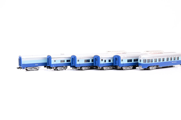 Con-Cor N Gauge Rake of 6 Santa Fe Blue Goose Passenger Car Set - Boxed