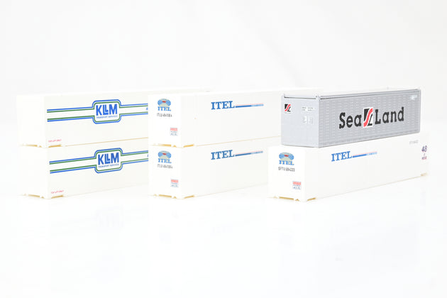 Mixed Set American N Gauge 6 Various Containers 'SeaLans, KLM, ITLEL'