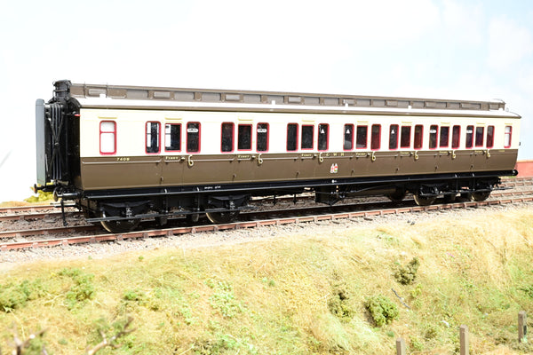 Lee Marsh O Gauge GWR Chocolate & Cream Corridor Brake Third Dia. D20 Clerestory Coach No.7408 - Boxed