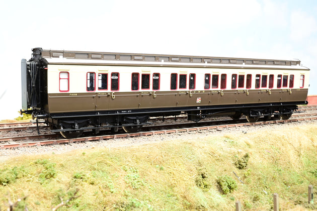 Lee Marsh O Gauge GWR Chocolate & Cream Corridor Brake Third Dia. D20 Clerestory Coach No.7408 - Boxed