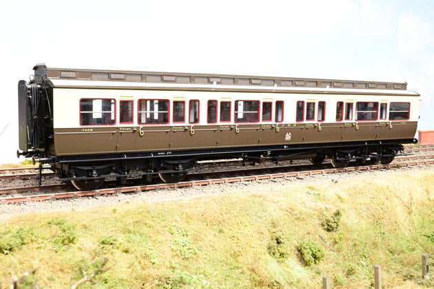 Lee Marsh O Gauge GWR Chocolate & Cream Corridor Brake Third Dia. D20 Clerestory Coach No.7408 - Boxed