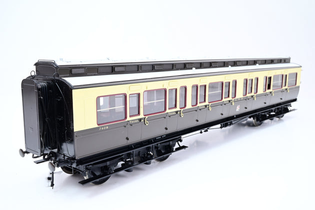 Lee Marsh O Gauge GWR Chocolate & Cream Corridor Brake Third Dia. D20 Clerestory Coach No.7408 - Boxed
