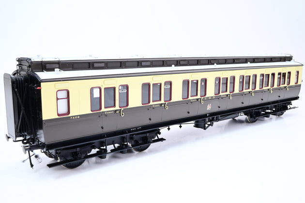 Lee Marsh O Gauge GWR Chocolate & Cream Corridor Brake Third Dia. D20 Clerestory Coach No.7408 - Boxed