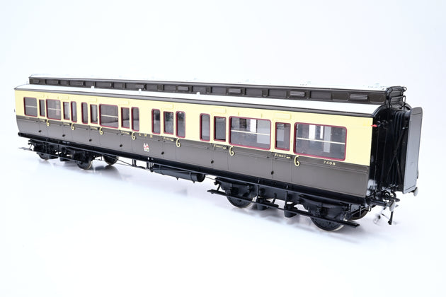 Lee Marsh O Gauge GWR Chocolate & Cream Corridor Brake Third Dia. D20 Clerestory Coach No.7408 - Boxed