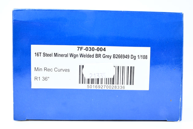 Dapol O Gauge 7F-030-004 16T Steel Mineral Wagon BR Grey No.B266949 - Boxed