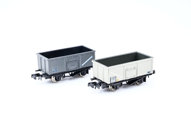 Graham Farish N Gauge Rake of 2 BR Grey MCO 16T Steel Mineral Wagons w/ End Door - Unboxed