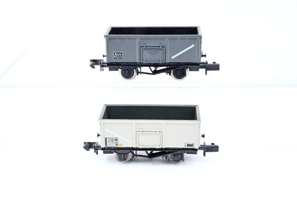 Graham Farish N Gauge Rake of 2 BR Grey MCO 16T Steel Mineral Wagons w/ End Door - Unboxed