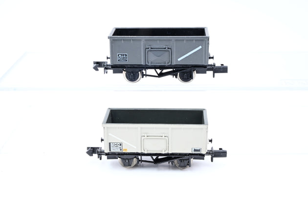 Graham Farish N Gauge Rake of 2 BR Grey MCO 16T Steel Mineral Wagons w/ End Door - Unboxed