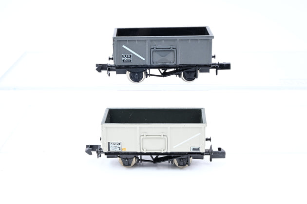Graham Farish N Gauge Rake of 2 BR Grey MCO 16T Steel Mineral Wagons w/ End Door - Unboxed
