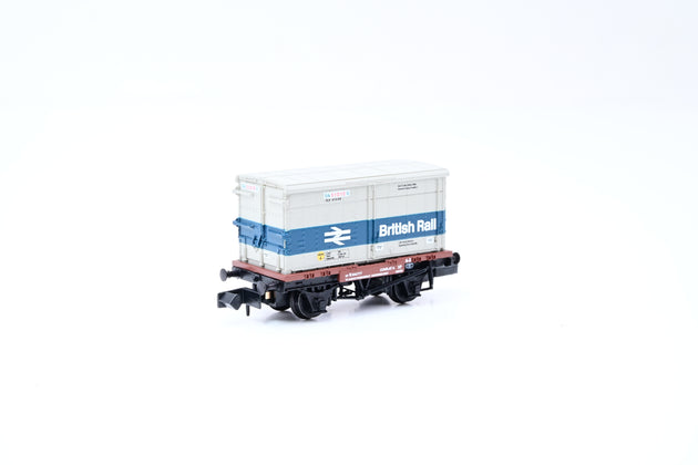 Graham Farish N Gauge 377-2025K BR Bauxite Conflat w/ BA Container 'British Rail' No.B506777 - Limited Edition, Boxed