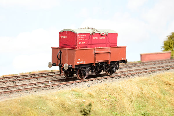 Kit Built O Gauge 14T Steel Sided Open Wagon BR Bauxite W/Container No.490238 - Unboxed