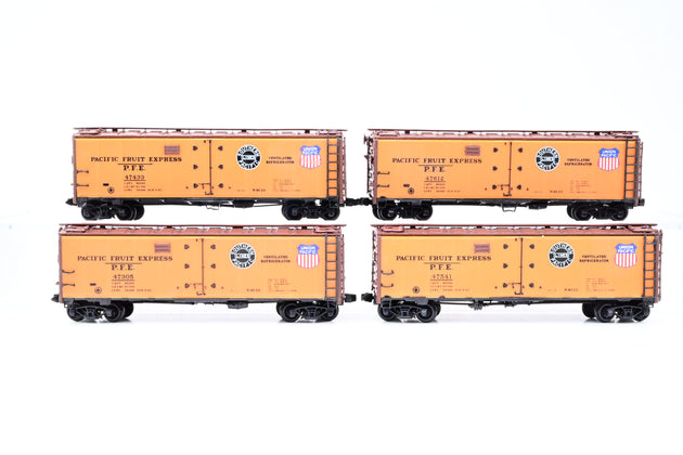 InterMountain N Gauge Rake of 12 Pacific Fruit Express Reefer Box Cars - Aftermarket Box