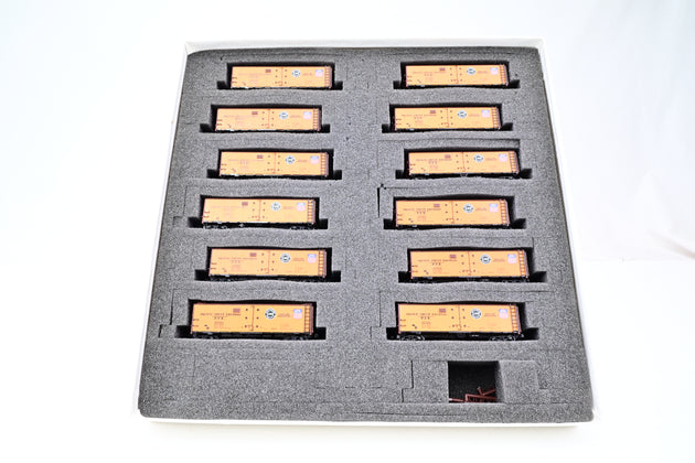 InterMountain N Gauge Rake of 12 Pacific Fruit Express Reefer Box Cars - Aftermarket Box