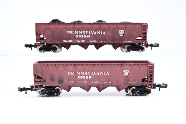 Bachmann N Gauge Pair of Pennsylvania Brown Open Wagons No.262581