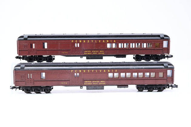 Lima N Gauge Rake of 4 Pennsylvania Maroon Mail Coaches No.2x 1376, 342, 3520