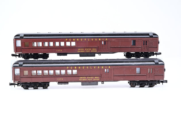 Lima N Gauge Rake of 4 Pennsylvania Maroon Mail Coaches No.2x 1376, 342, 3520