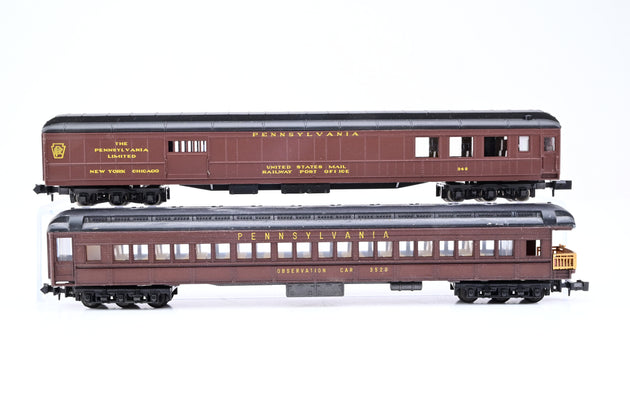 Lima N Gauge Rake of 4 Pennsylvania Maroon Mail Coaches No.2x 1376, 342, 3520