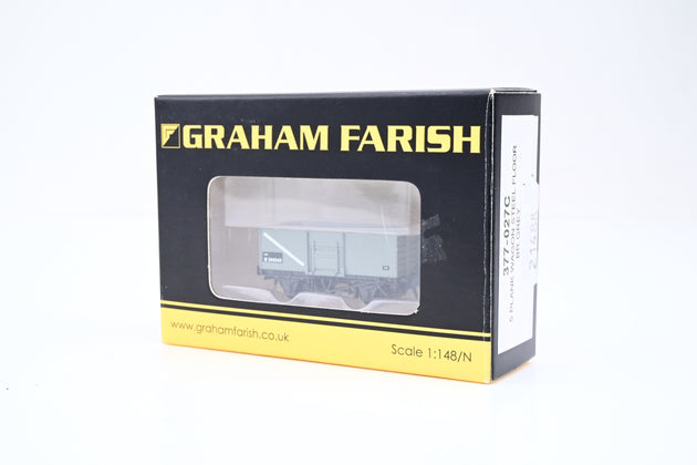 Graham Farish N Gauge 377-027C 16T Steel Mineral Wagon BR Light Grey No.B268543 - Boxed