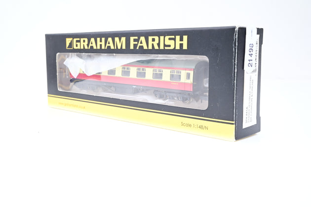 Graham Farish N Gauge 374-841A Stanier Vestibule Second BR Crimson & Cream No.M9502M
