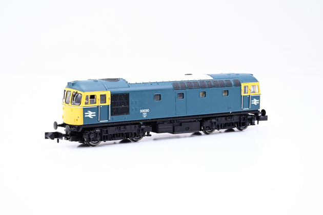 Dapol N Gauge 2D-001-000 Class 33/0 BR Blue W/Full Yellow Ends No.33030 - DCC Sound, Boxed