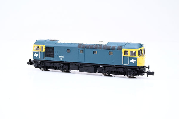 Dapol N Gauge 2D-001-000 Class 33/0 BR Blue W/Full Yellow Ends No.33030 - DCC Sound, Boxed