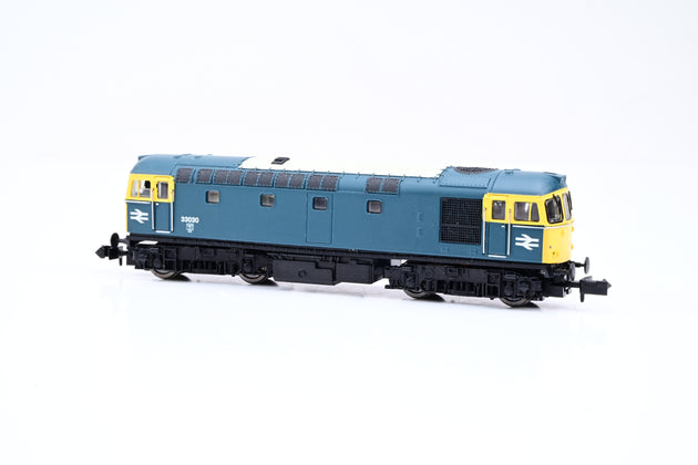 Dapol N Gauge 2D-001-000 Class 33/0 BR Blue W/Full Yellow Ends No.33030 - DCC Sound, Boxed