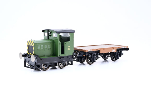 Hornby OO Gauge R3706 Ruston & Hornsby 48DS w/ Flatbed Wagon Army No.802 - Boxed